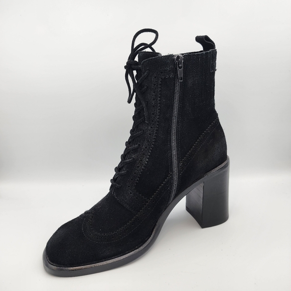 JEFFREY CAMPBELL Scenes Brogue Zip Bootie In Black Suede, Size 7.5 - Picture 3 of 7